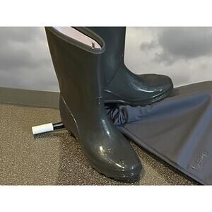 HTJ Women's Glitter Rain Boots (Size 7) Black Sparkle Chic Fashion Boot NEW